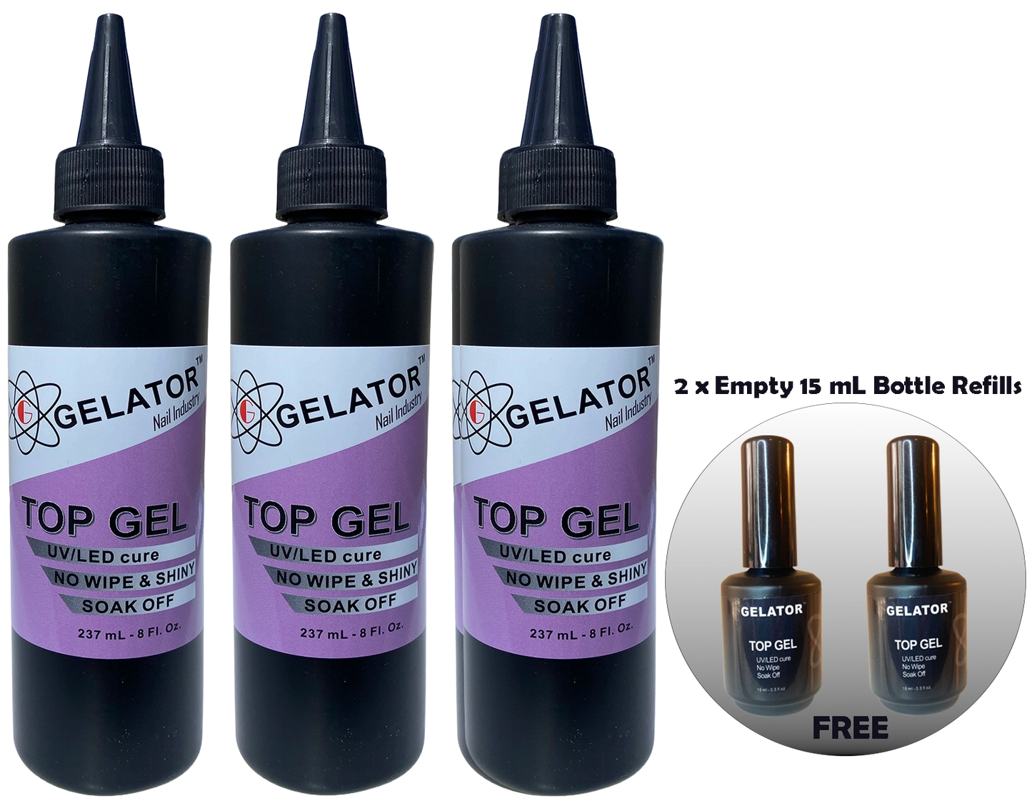 GELATOR Refill Bundle 8 oz Top Gel
